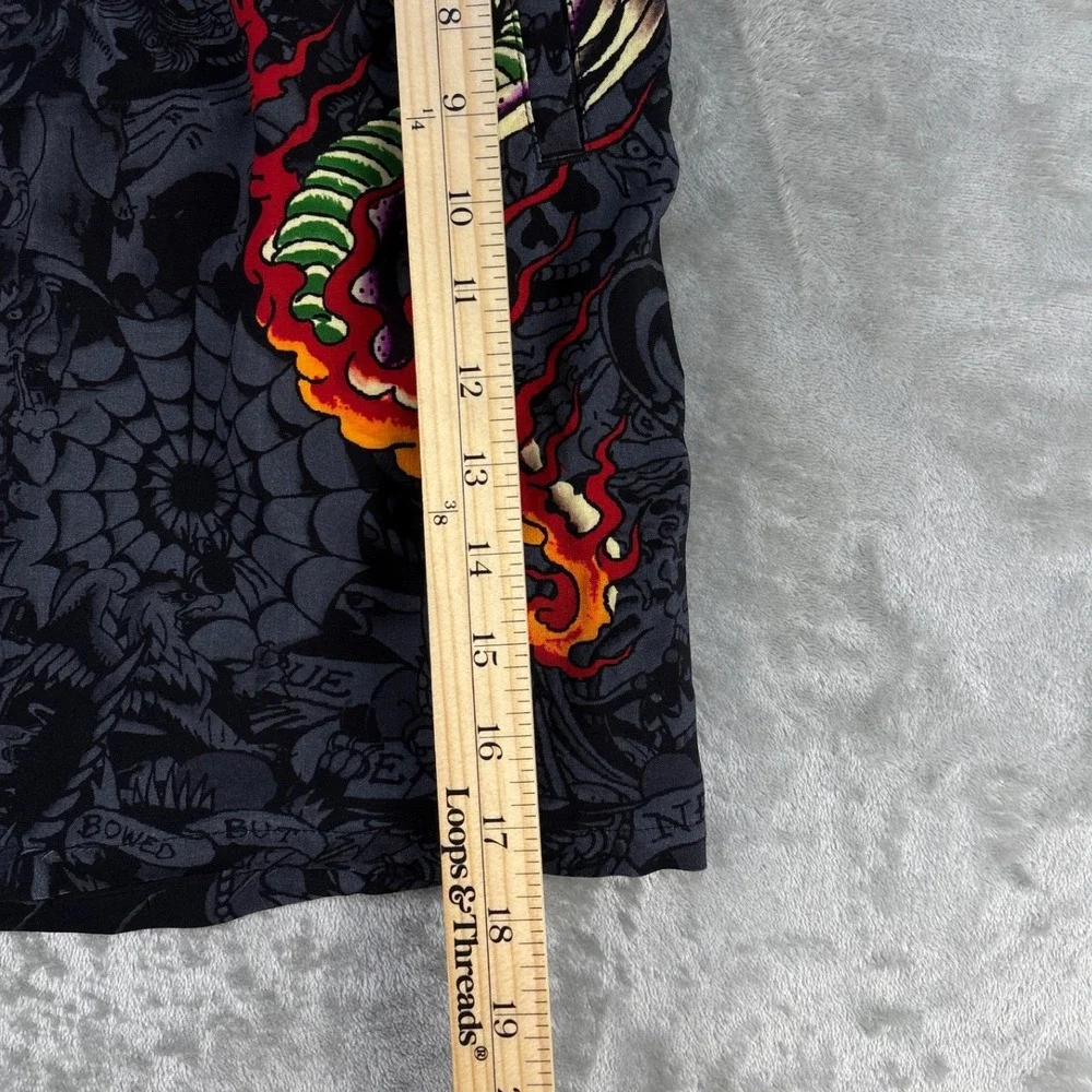Ed Hardy Board Shorts Mens Medium Tattoo Print Black Multi Graphic NEW